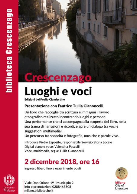Crescenzago Luoghi e voci locandina 2dicembre2018