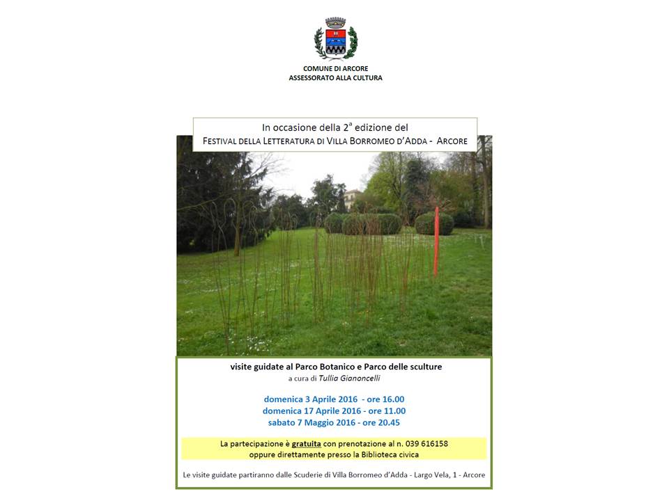 locandina visite parco botanico e sculture